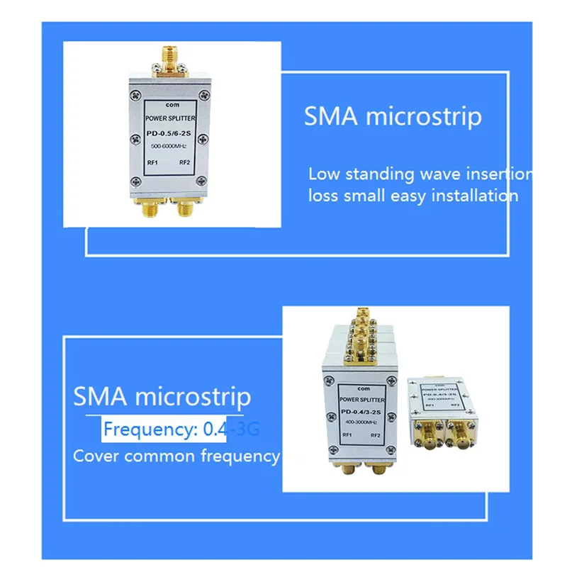 SMA Microstrip Power Splitter One Point Two 0.5 جيجا هرتز - 6 جيجا هرتز RF Power Splitter Combiner WIFI 10 وات