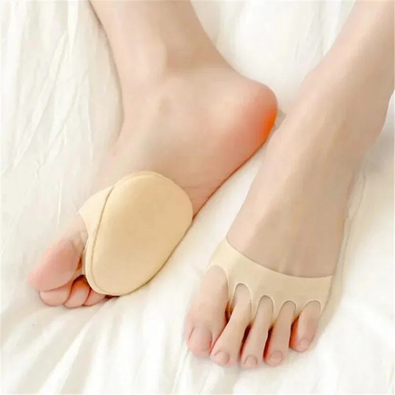 1-4Pairs Five Toes Forefoot Pads for Women High Heels Half Insoles Foot Pain Care Absorbs Shock Socks Toe Pad Massaging Toe Pad