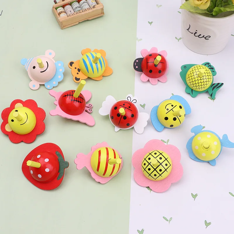 Kids Wood Gyro Toys for Children Adult Relief Stress Desktop Spinning Top Toys Kids Birthday Christmas Gifts Random Color