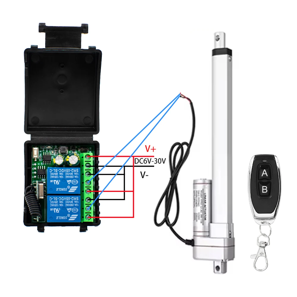 12V 24V 433Mhz RF Actuator Motor Controller, 2CH Receiver Module Switch 2CH Transmitter For LED Door Electromagnetic Lock