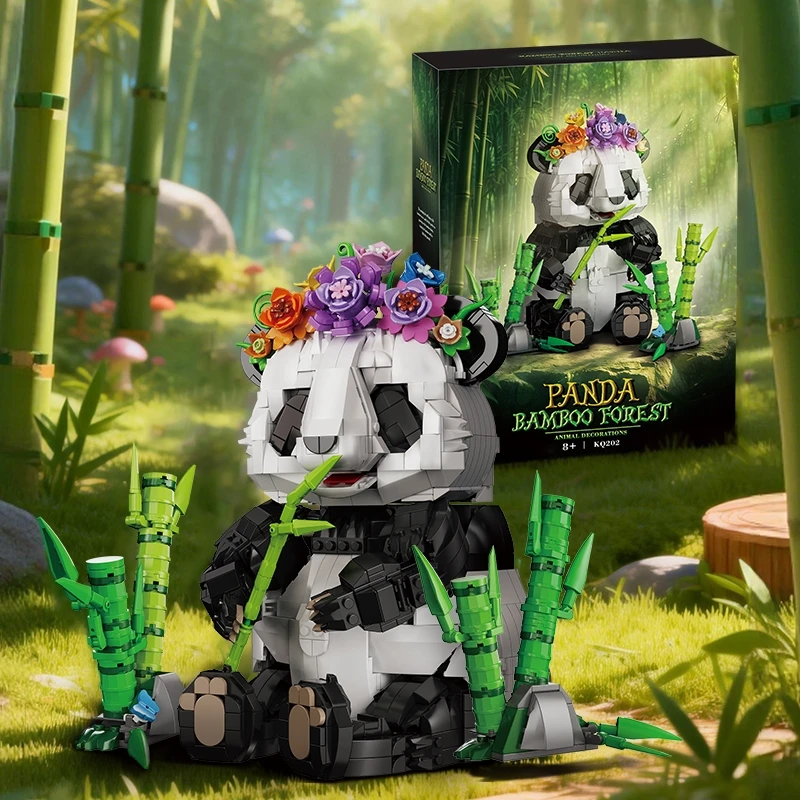 1501Pcs Giant Panda Eating Bamboo Building Blocks Creative Model Asian Animals Collection Luxury Gift Set For Kid Adult