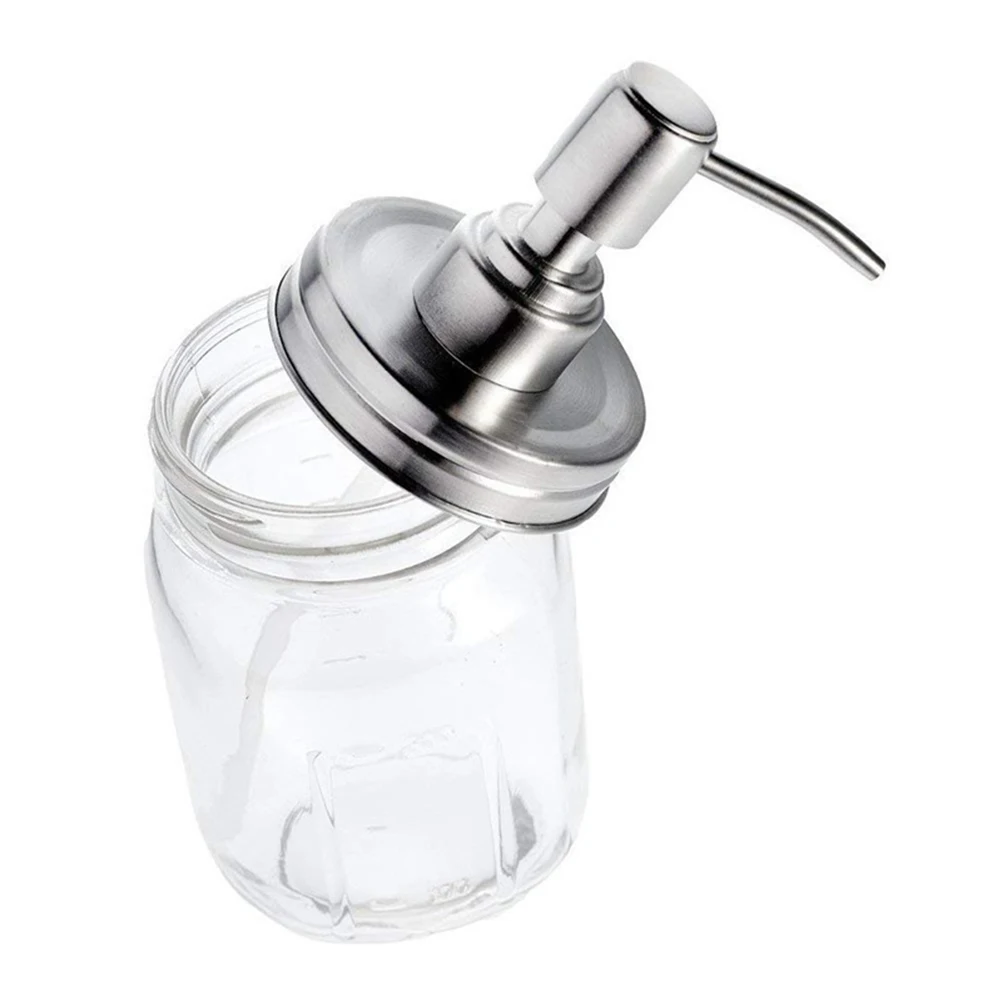 

1pc Stainless Steel Lotion Pump Dispenser Soap Lid Bottle Cover For Bathroom Kitchen Laundry Room Replacement 500Ml Silver