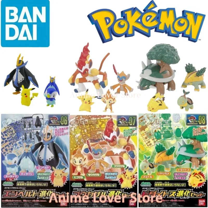 Bandai Original Pokemon Pikachu Chimchar Piplup Turtwig Infernape Empoleon Torterra Anime Action Figure Assembly Model Toys