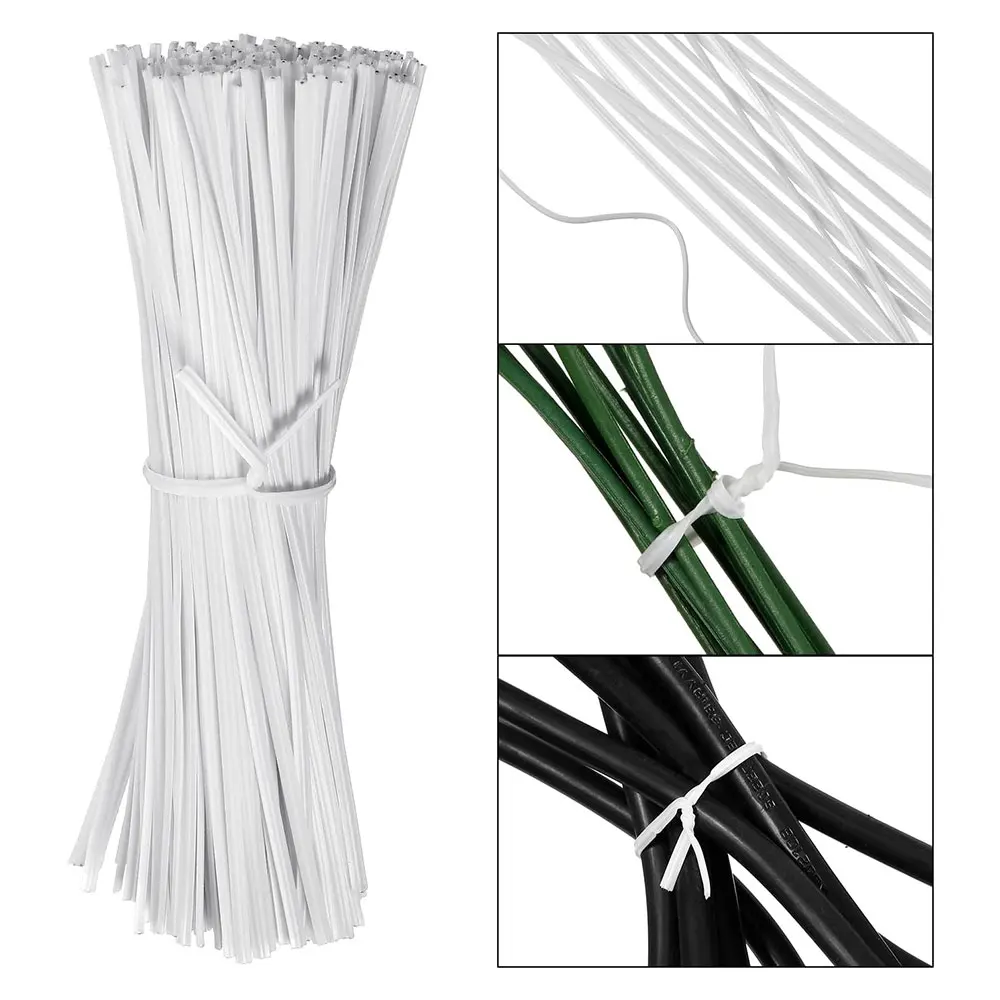 100 Stück BK WH Oblate Eisendraht Twist Ties Heavy Duty beschichtete Gartenbinder für Outdoor-Indoor-Pflanzen Tomaten Gurken Ranken Unterstützung – Detail 2