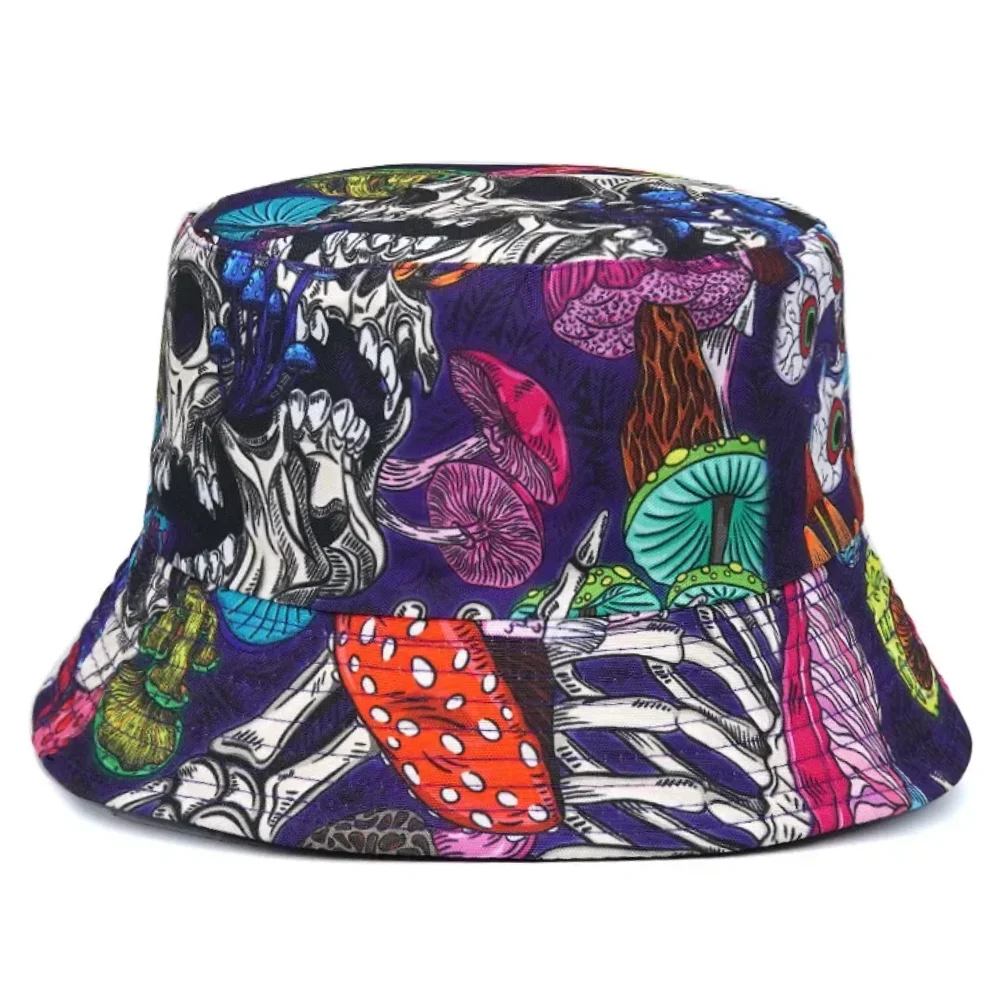 Summer Sunscreen Bucket Hat for Men Women Beach Panama Cap Fashion Print Hip Hop Gorros Fishing Fisherman Hat Wear Double Side