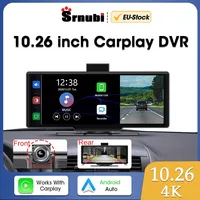 Srnubi Dash Cam DVR 10.26inch 4K Screen Carplay Android Auto Universal Dashboard Monitor Driving Recorder Bluetooth AUX GPS FM