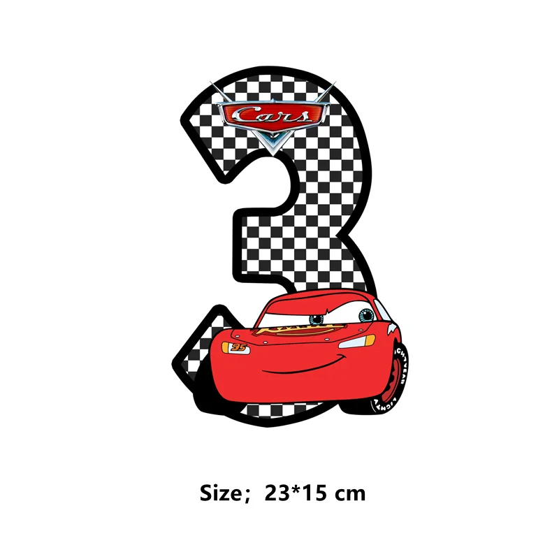 Cars Pixar Lightning McQueen Patches for Clothing Birthday Lucky Numbers 0-9 Heat Transfer Patch DIY Sticker Party Supplies Gift