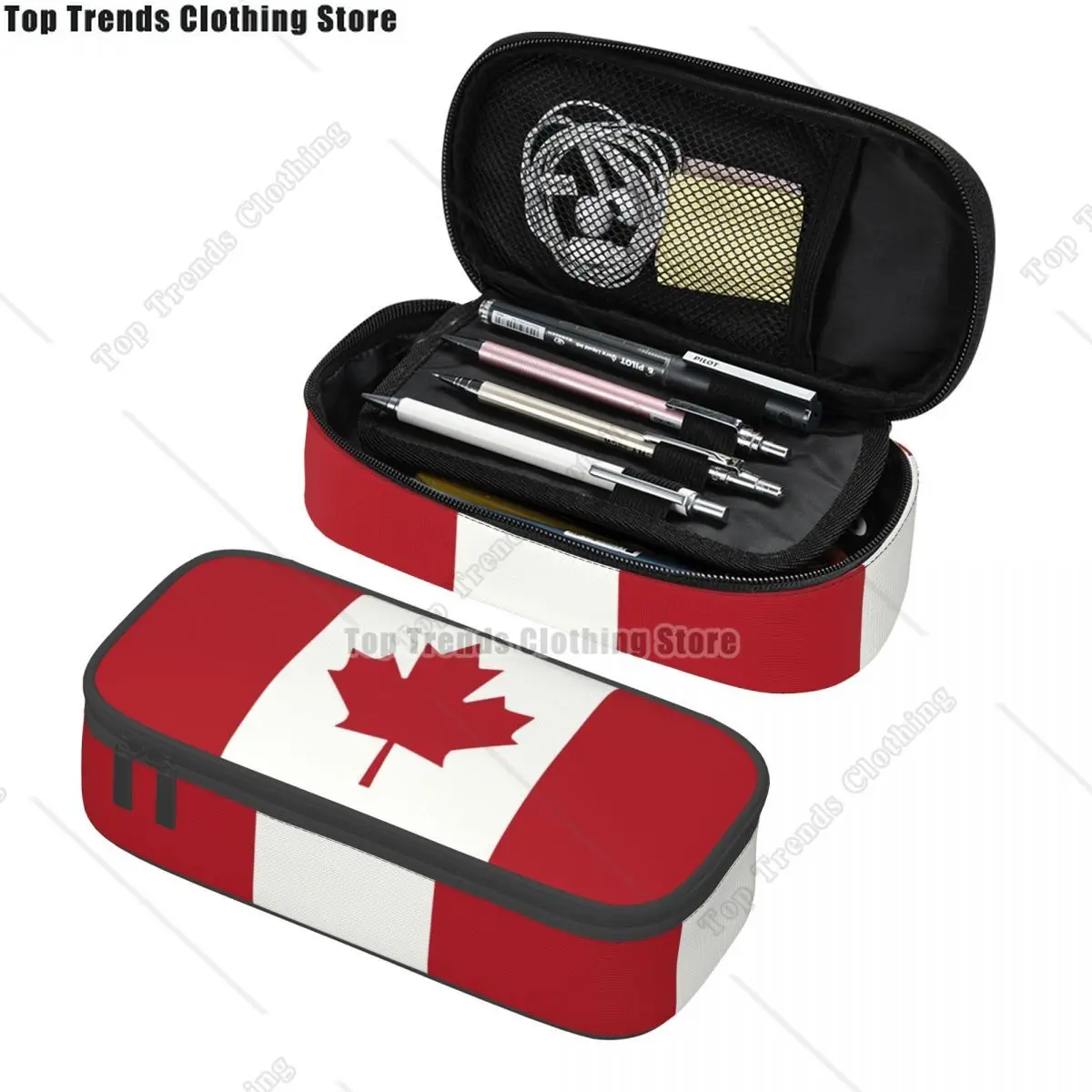 

Cute Flag Of Canada Pencil Cases for Girls Boys Patriotism Large Storage Pen Box Bag School Accessories