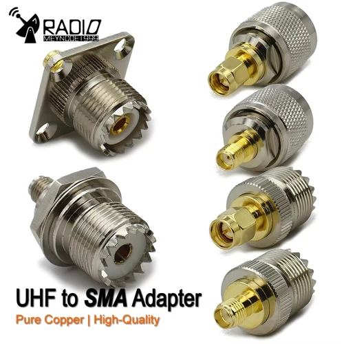 Conector UHF a SMA SO239 PL259 enchufe macho y conector hembra adaptador RF de brida de 4 orificios latón recto para Radio CB/talkie Talkie