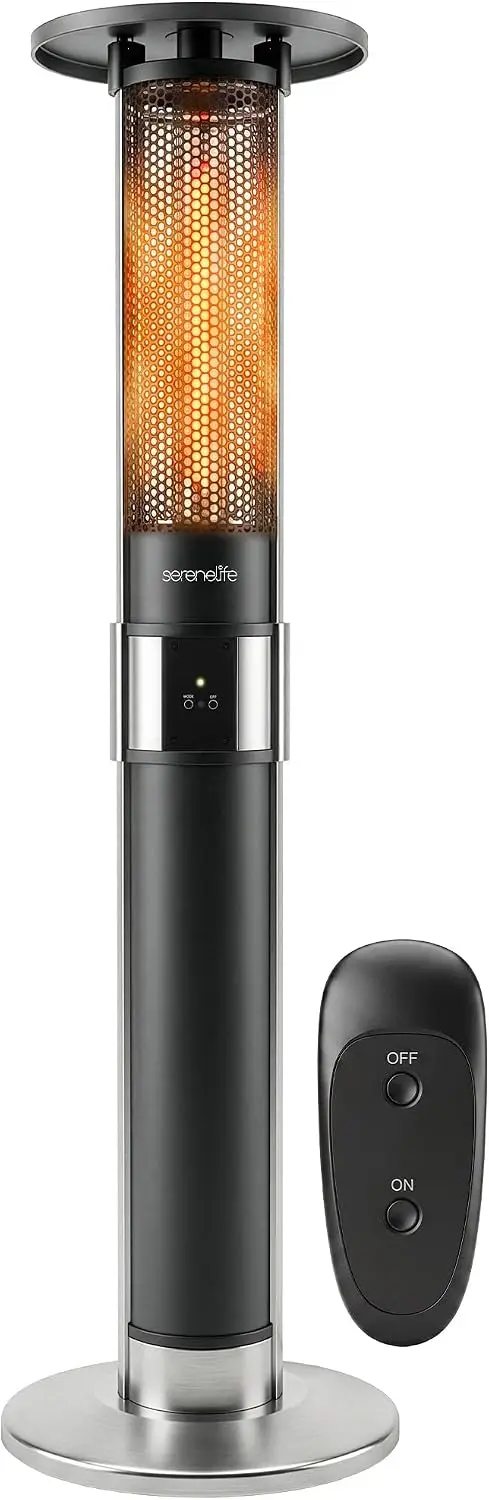 Electric Infrared Patio Heater, 1500W Indoor Outdoor Space Heater with Remote Control, IP24 Rated, Anodized Aluminum Alloy Frame, for Restaurant, Backyard, Garage and Deck