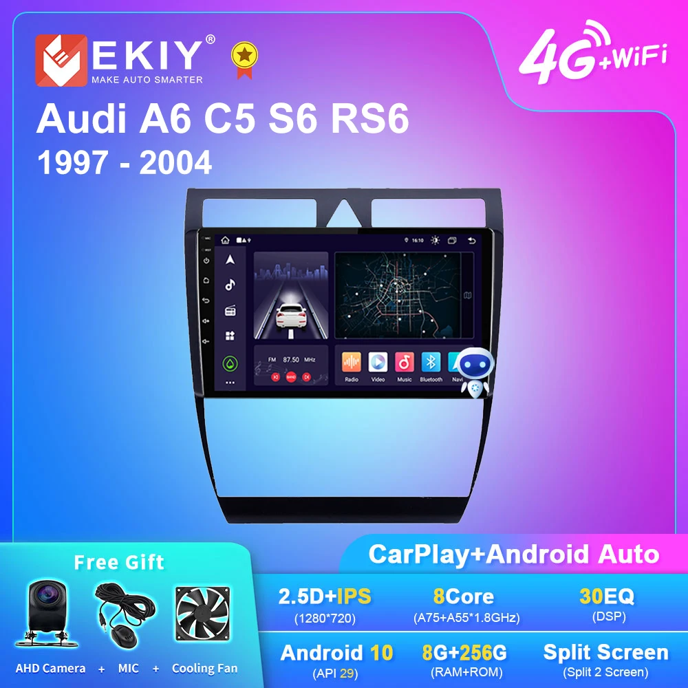 EKIY X7 Android Auto Car Radio For Audi A6 C5 S6 RS6 1997-2004 Stereo GPS Navi Multimedia Player 2din DVD Carplay AI Voice Din