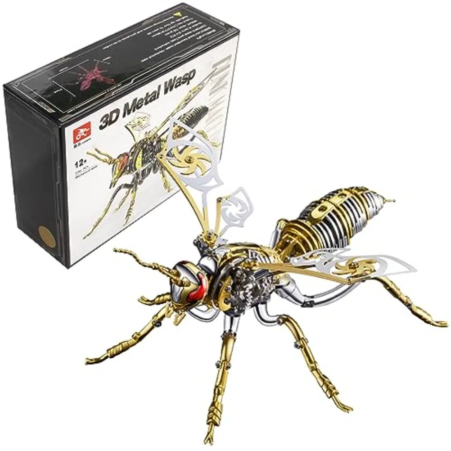 

3D Metal Wasp Puzzles for Adults: Gold Mechanical Model Kit, Challenging DIY Assembly Gift for Men