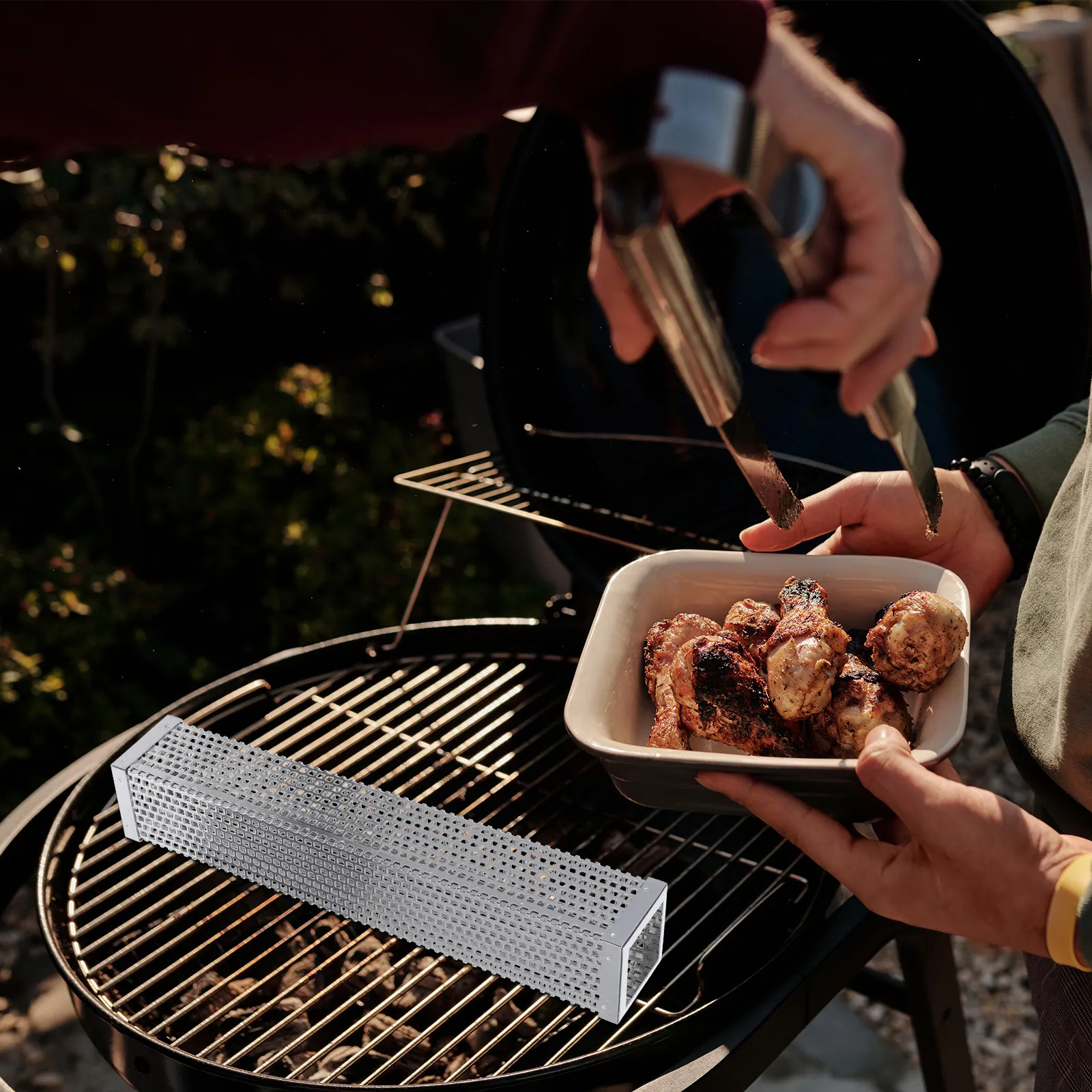 

Stainless Steel Smoke Tube Strong Durable Compact Smoking Tube Daily Use Grill Accessory Wear Resistant Outdoor Supply