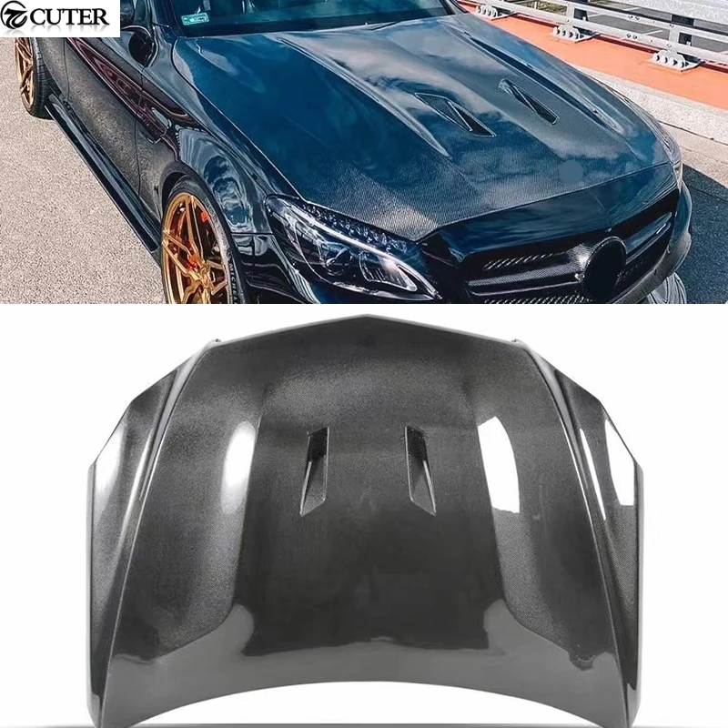 W205 C63 C43 AMG Carbon Fiber FRP Engine Hood Car Bonnet With Air Vents for Mercedes Benz W205 C200 C300 C260 15-18