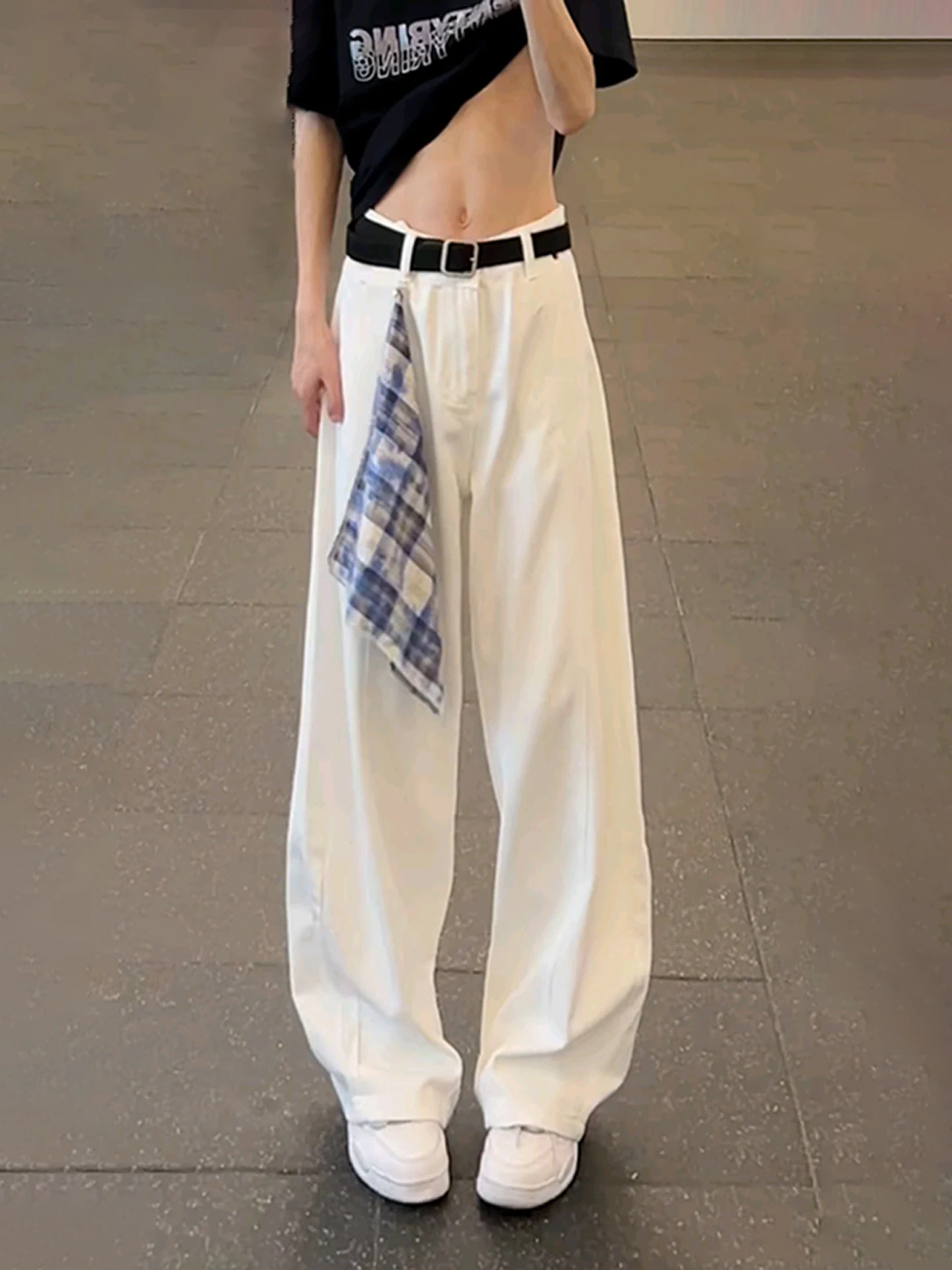 

American Sle White Curved Knife Jeans Men's Autumn Cleanfit Flared Leg Pants Elevated Straight Sport Long Trousers