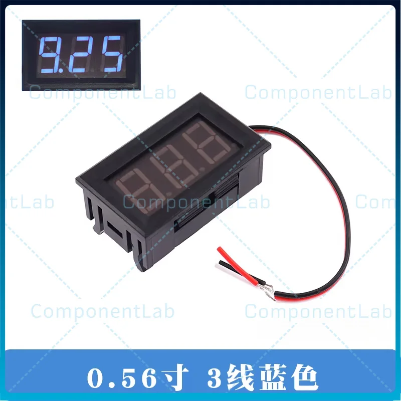 5-25pcs Three-wire DC Voltmeter Head 0.56-inch LED Digital Display Voltmeter DC 0V-30.0V Reverse Polarity Protection
