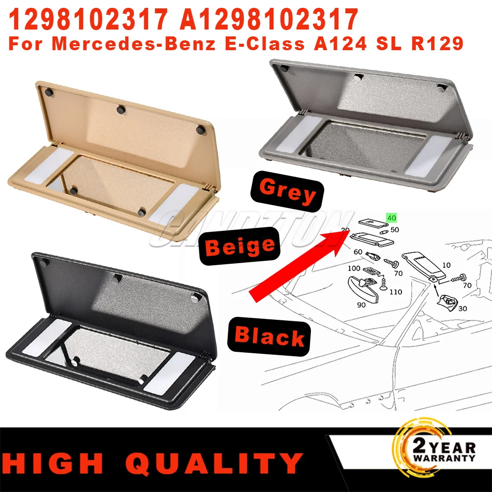 

New convertible Sun visor Interior Make-up mirror 1298102317 A1298102317 For Mercedes-Benz A124 W124 SL (R129) car accessories