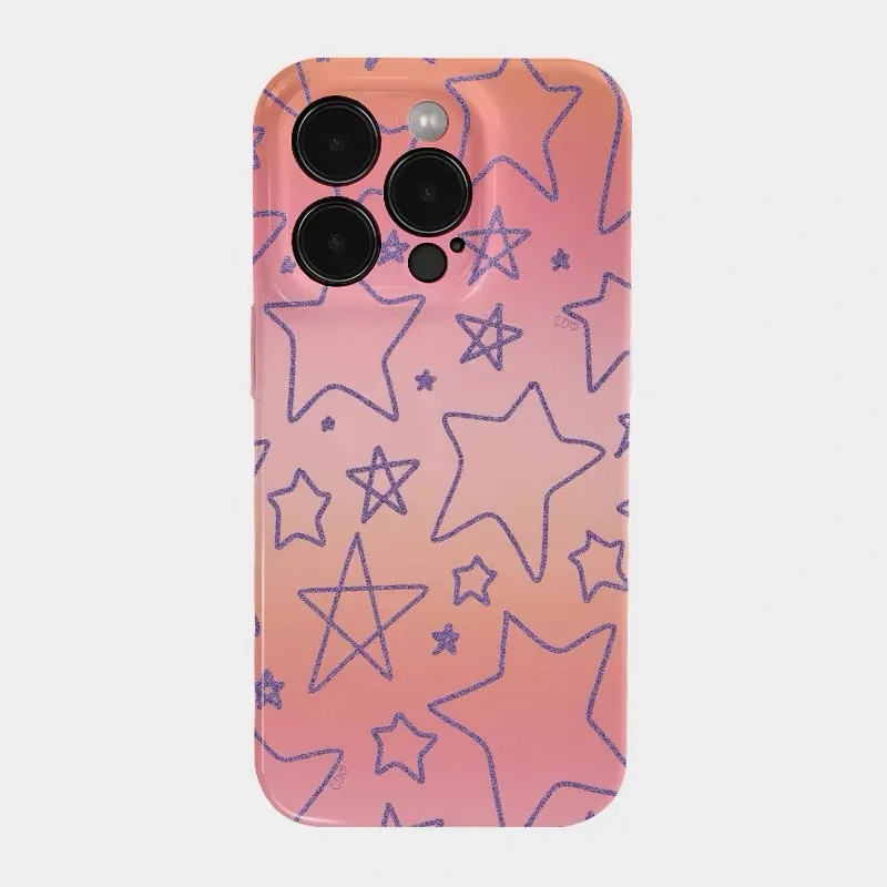 

Ins Pink Gradient Blue Stars Case for IPHONE 17 16ProMax 15 14 13 12 11 PRO 16 Plus Acrylic TPU Two in One Magnetic Phone Cases