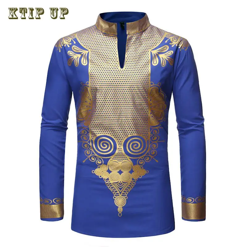 

Men's Printed Shirt with Standing Collar, African Pullover, Turkish and Chief, Indian Shirt, Spring and Autumn Style