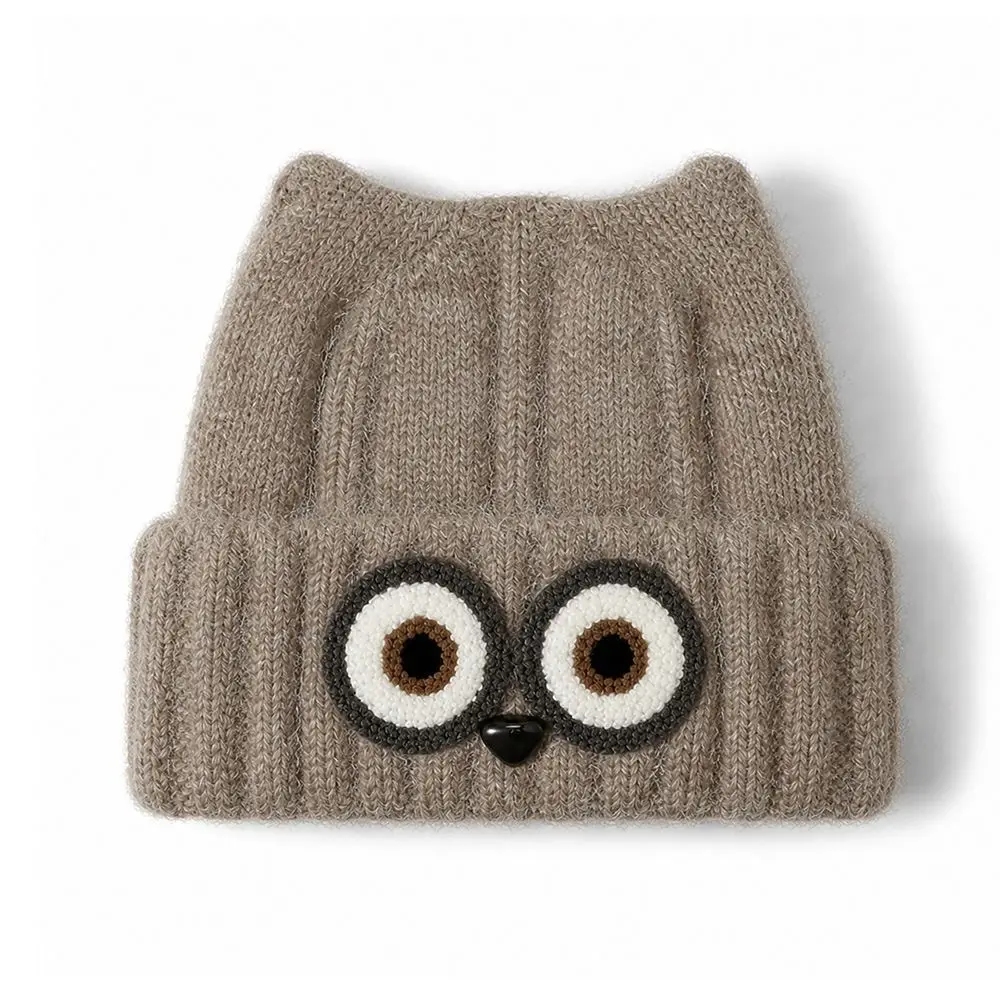 Knit Design Knitted Beanie Hat Ear-Warming Feature Earmuffs Included Woolen Winter Cap Crochet Style Thick Material Warm Hat