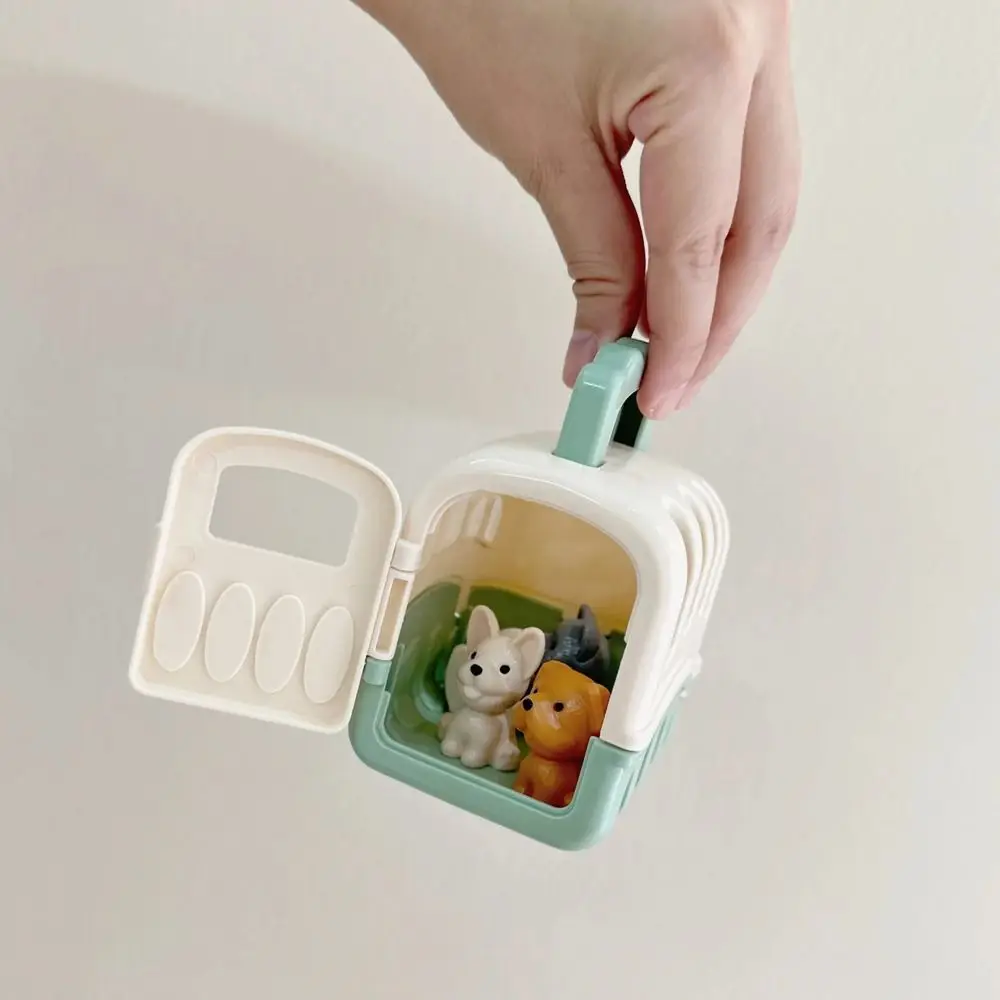 

Playing House Pet Basket Dog Doll Set Family Toys Miniature Dog Dollhouse Scene Playing Cartoon Dog Cage Toys Children