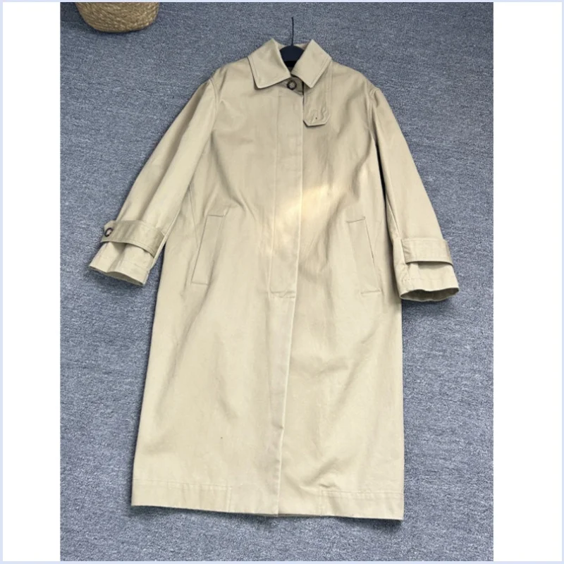 

TT простой классический утягивающий темперамент, широкий хлопковый съемный воротник, ветровка длиной до колена