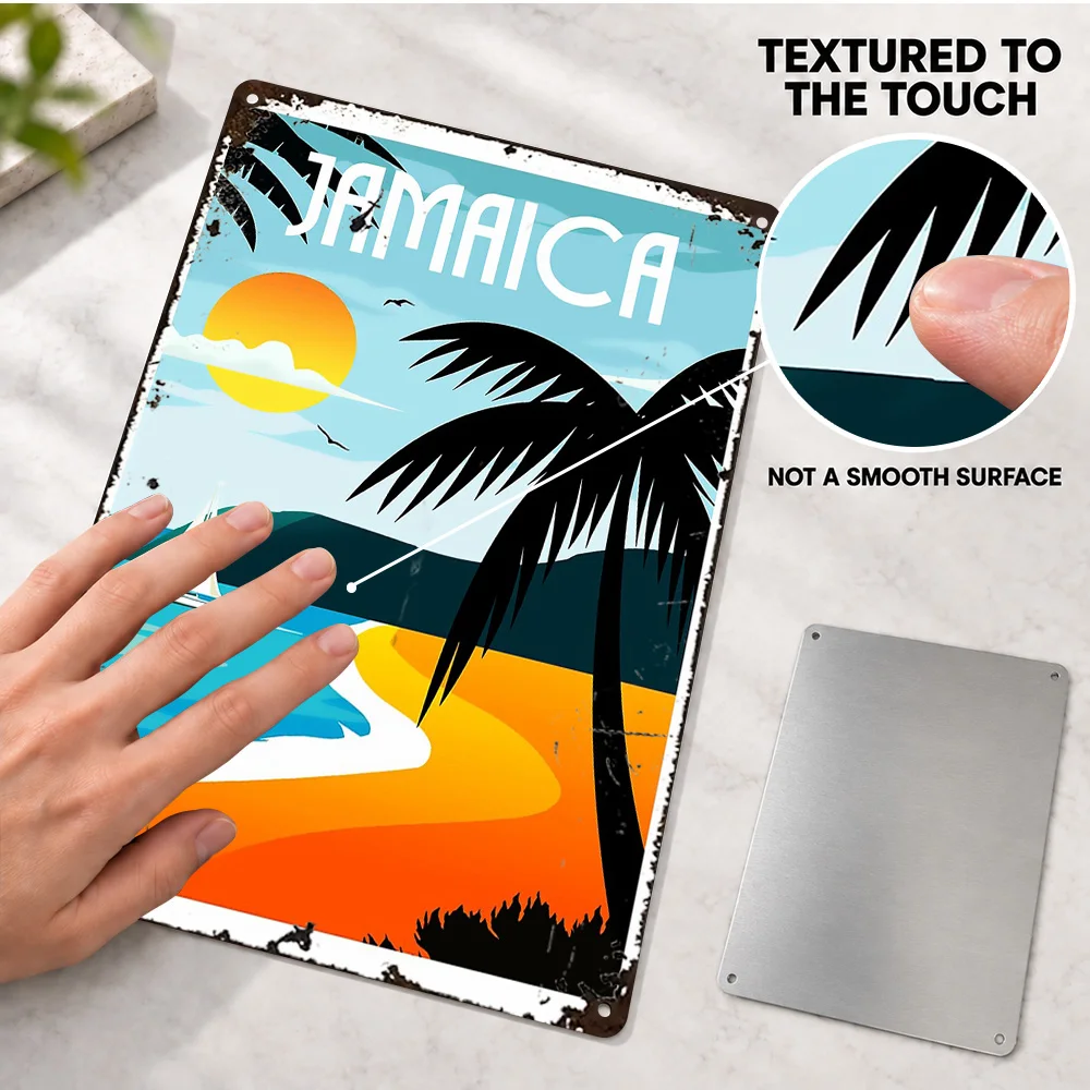 Jamaica Tropical Travel Textured Metal Poster Retro Creative Style Bedroom Wall Art Customized Aluminum Sign Housewarming Gift