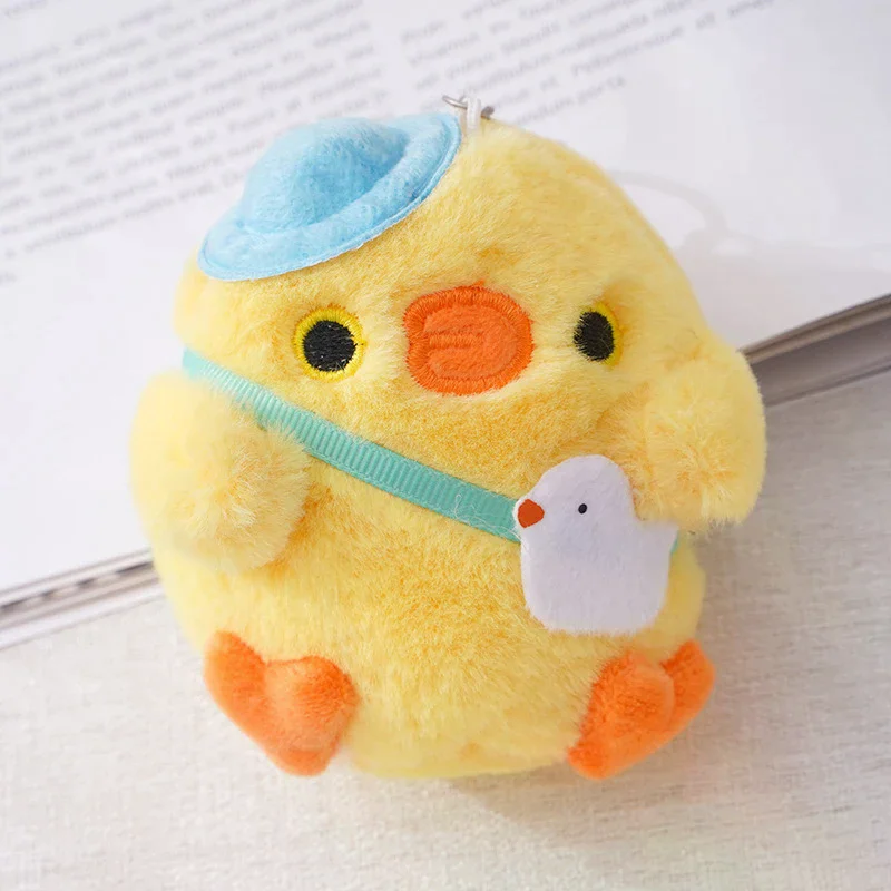 

8cm Little Yellow Chicken Plush Toy Keychain Crystal Velvet Plush Doll Mini Bag Key Pendant Couple Key Chain Kids
