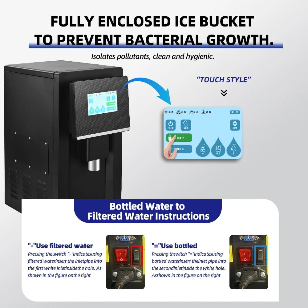 High Quality  Use 50KG/24h  Automatic Ice Maker Machine Commercial Chewable Pebble Ice Dispenser Countertop for Drinks