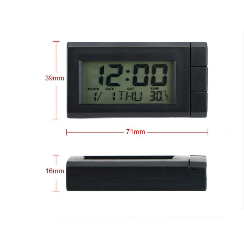 Car Thermometer Interior Digital Alarm Clock Auto Vehicles Temperature Gauge Backlight Car Electronics Car Mini Clock Dashboard