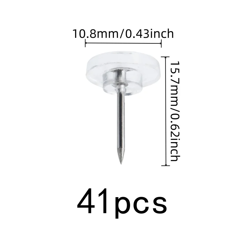 41 pcs Transparent Flat Head Flat Head Push Pins, great for School Notice Display, Compact Discrete Design