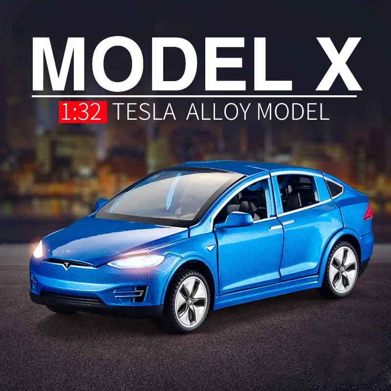 

1:32 Tesla Model X Model S Alloy Car Model Diecasts Metal Toy Vehicles Car Model Simulation Sound and Light Collection Gift