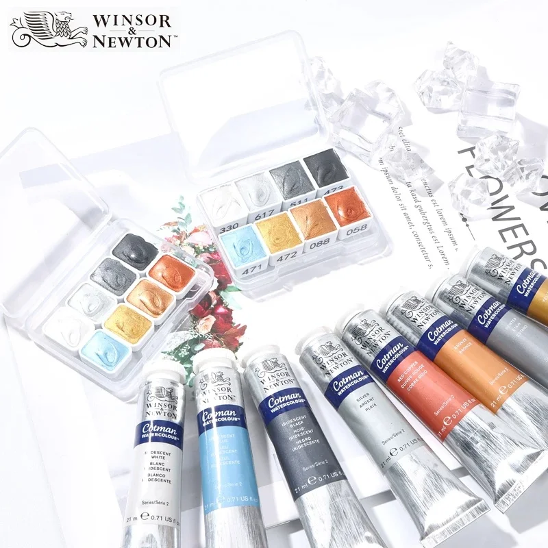 Winsor&Newton Cotman Metallic Shimmer Pearlescent Watercolor Paint 8ml Tube for Illustration Hand Drawing Aquarela Art Supplies
