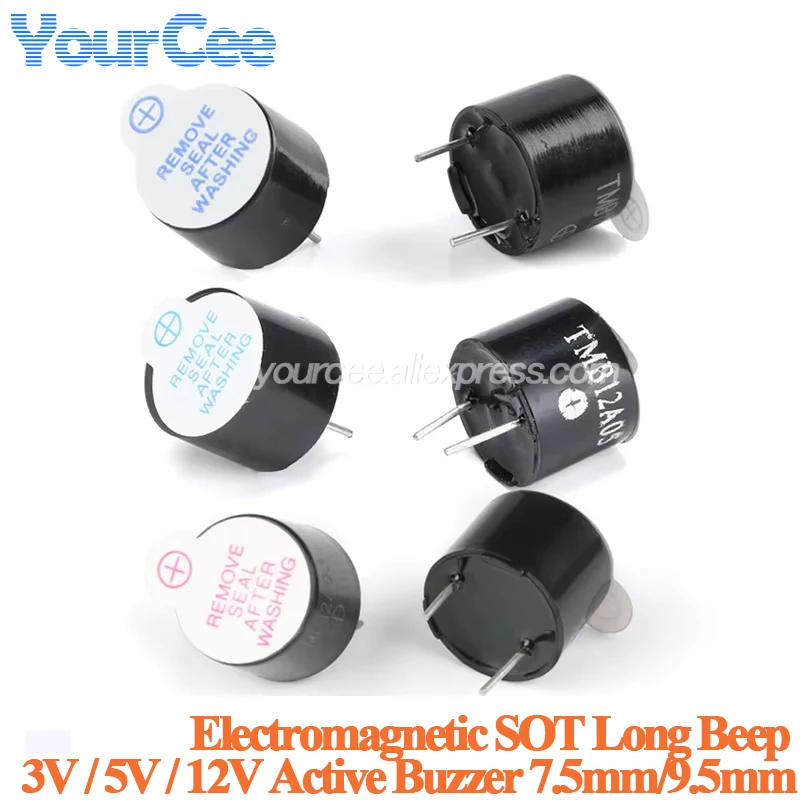 10pcs/5pcs Electromagnetic Active Buzzer Alarm 12V 5V 3.3V TMB9650 TMB12A05 TMB12075 SOT Long Beep Sound Speaker 7.5MM 9.5MM