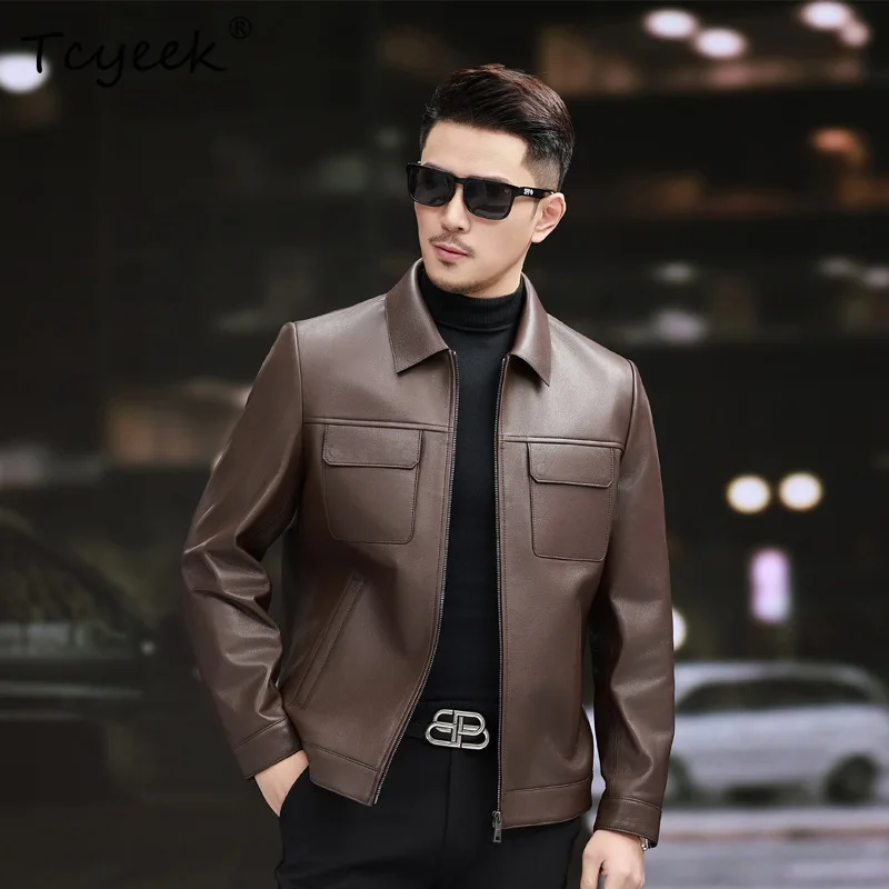 

Tcyeek Real Leather Jacket Men High-end Autumn Clothes Natural Sheepskin Coat Business Casual Mens Coats New Jaqueta De Couro