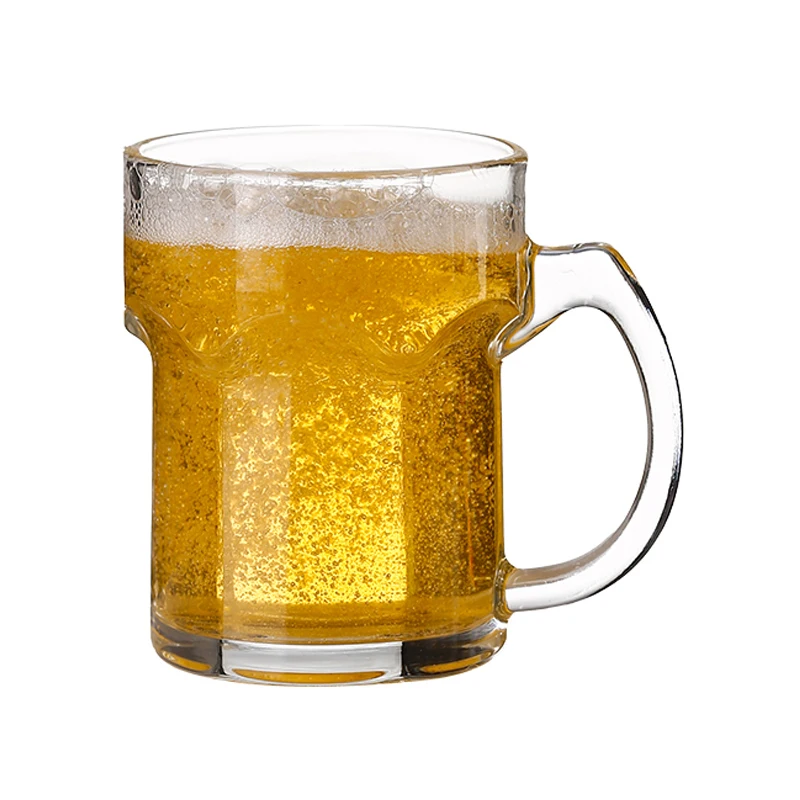 HeY LiLac 500ML Bierkrug Langlebiges Trinkglas mit Griff Klarglas Bier Stein Glas Kaffeetasse Trinkgeschirr JT547