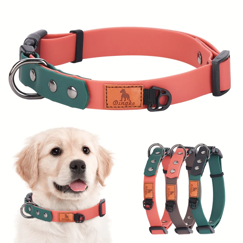 CP535 PVC Water proof pet dog collar, Color block collar，Durable and Resistant to dirt.