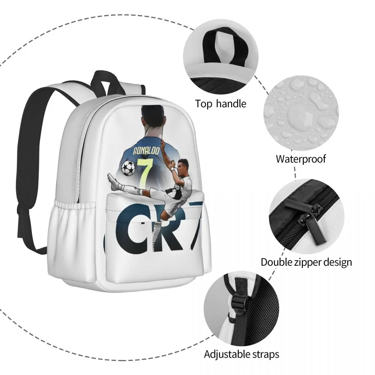 CR7 C-Cristianoed Backpack Football Boy Girl Polyester Trekking Backpacks Breathable Streetwear School Bags Rucksack