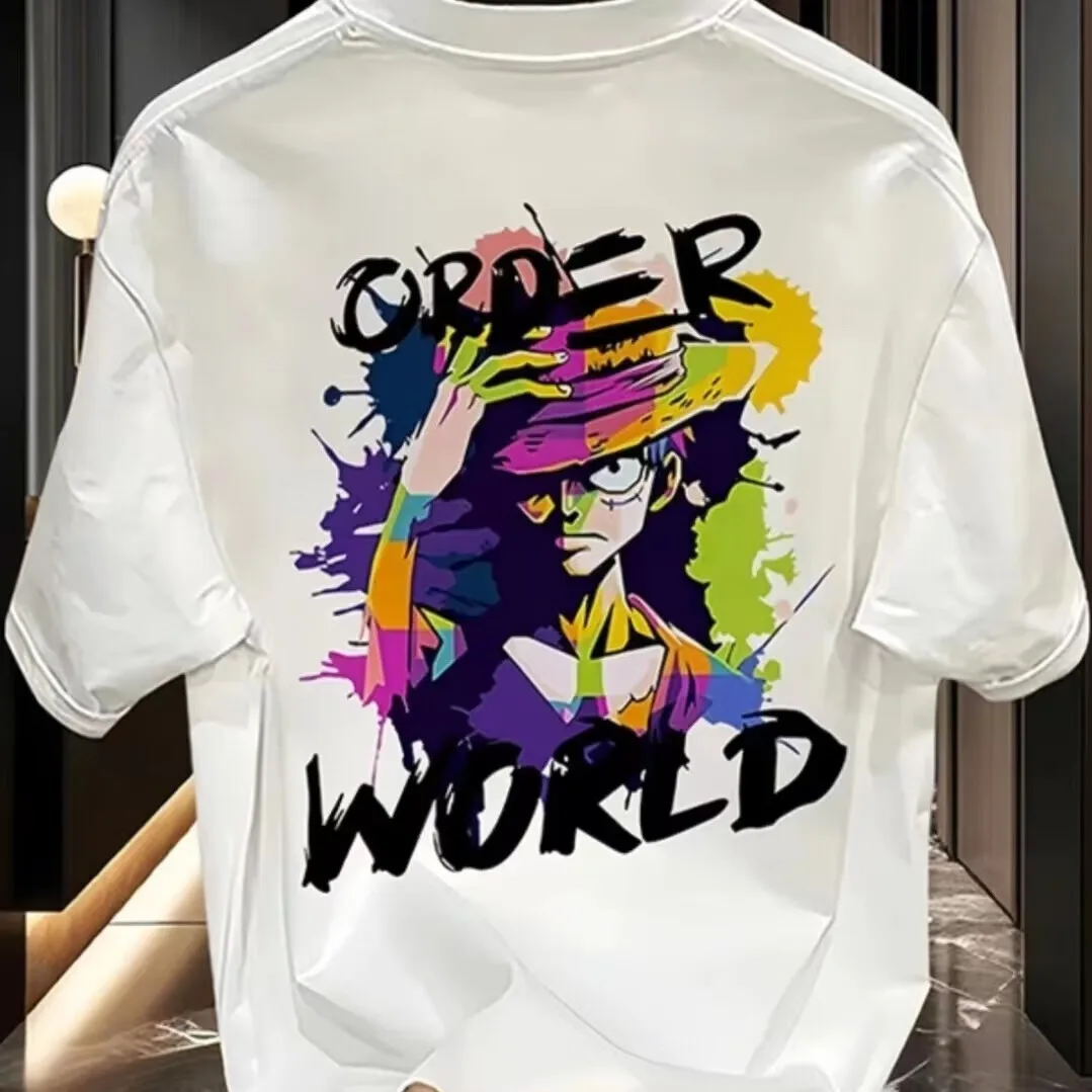 

One Piece Luffy Men's and Women's 2026 Summer Cotton New Anime Double Sided Printed American Casual Simple Short Sleeved Top