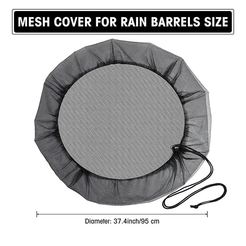 Mesh Cover For Rain Barrels, Rain Barrel Netting Screen With Drawstring For Protecting Fallen Leaf Debris