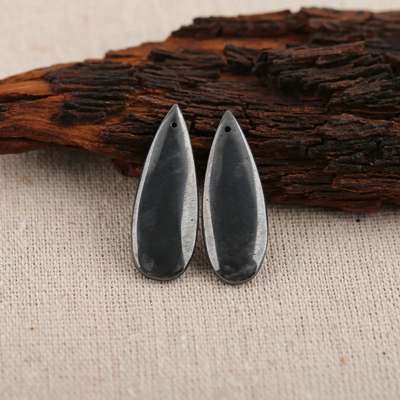 B&F Water Drop Hematite Pendant Beads, Handmade Natural stones beads, Polished Stones for jewelry Making Supplies