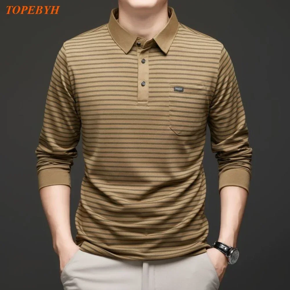 New Mens Casual Tee Long Sleeve Sweatershirt  Pullover Lapel Polo Pocket Tops