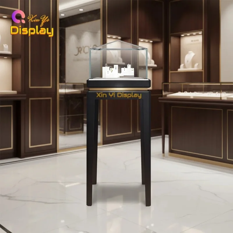 custom.Custom Stainless Steel Jewelry Display Cabinet With LED Lighting Eco-friendly Black 1200x500x1000mm Jewelry St
