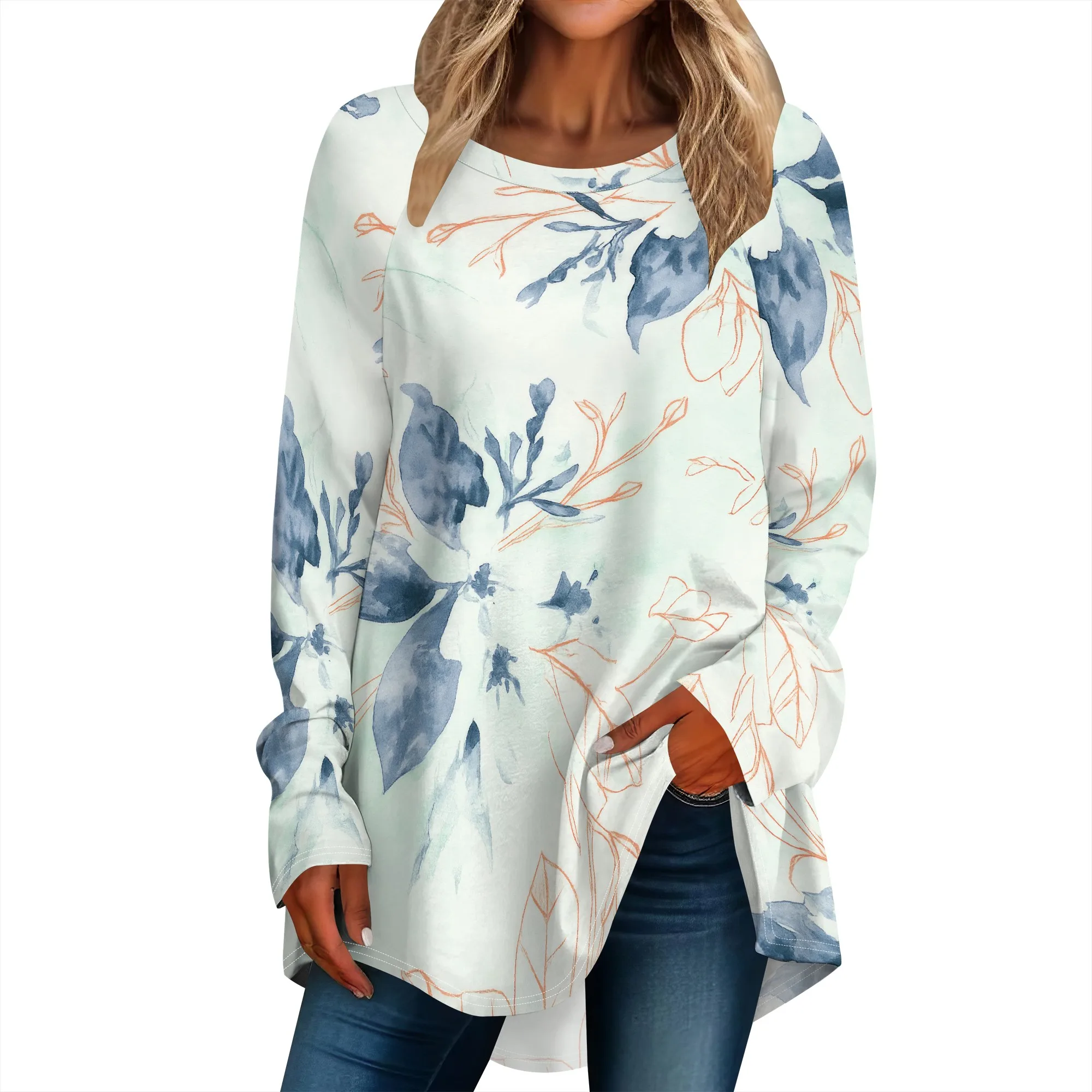 

Going Out Tops For Women, Womens Loose Fit Long Sleeve Blouse Trendy Crewneck Tunics Or Tops To Wear With Leggings