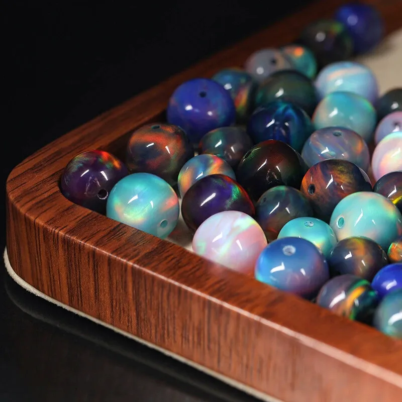 1PIECE polymer impregnated synthetic Opal pillar Round rainbow 7 8 9 10 12mm for DIY jewelry making wholesale Loose beads