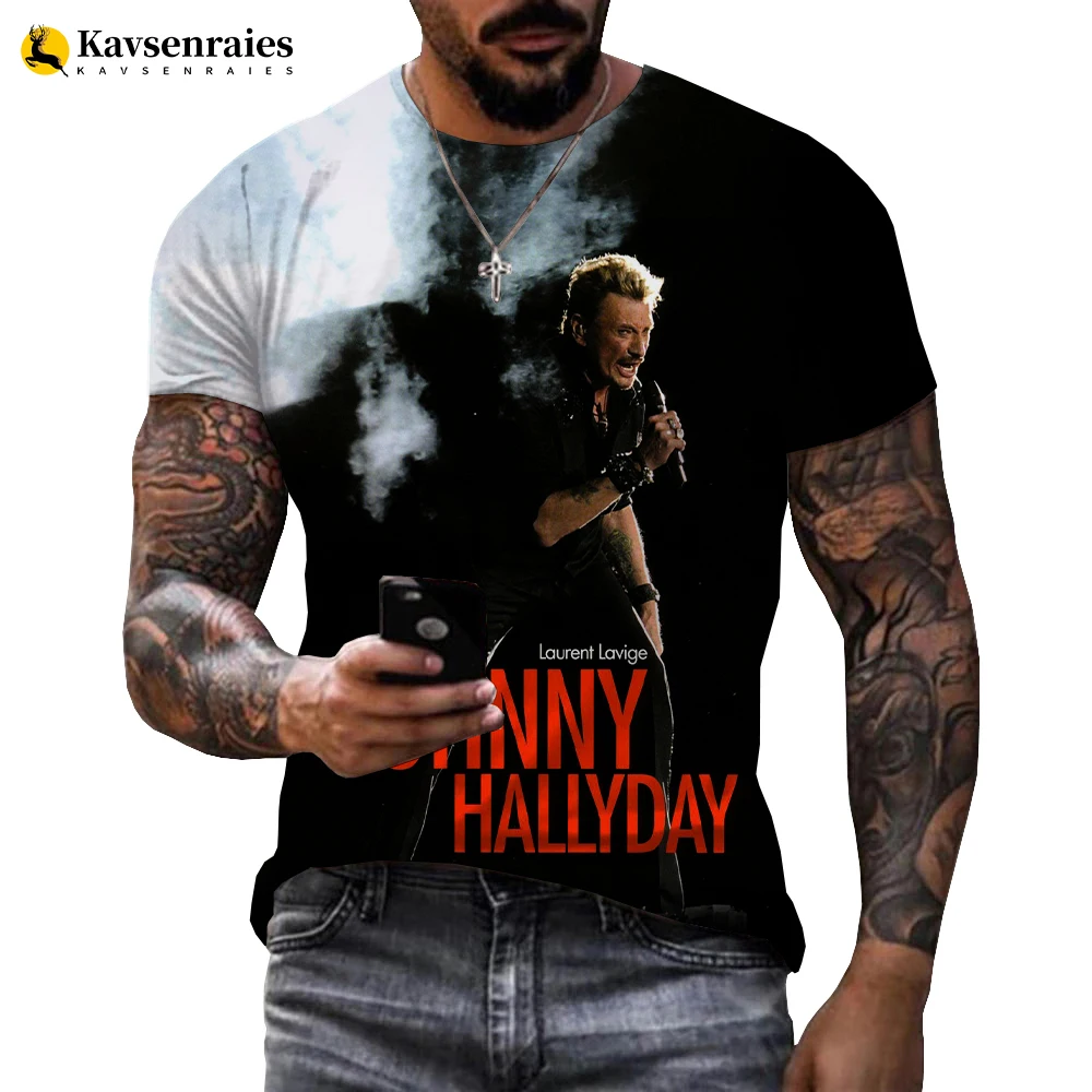 New Arrival Rock Hip Hop Style Johnny Hallyday 3D Print T-shirt Men Women Summer Fashion Casual T Shirt Oversized Tee Tops 6XL