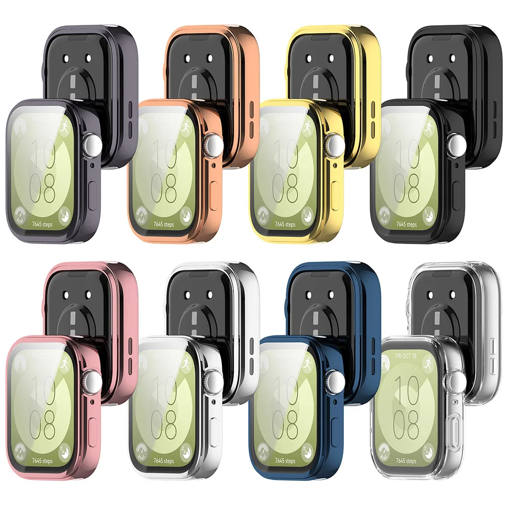 TPU Case Soft Full Bumper Protective Cover Dustproof Watch Protective Shell Watch Bumper Screen Protector for Huawei Watch Fit 3