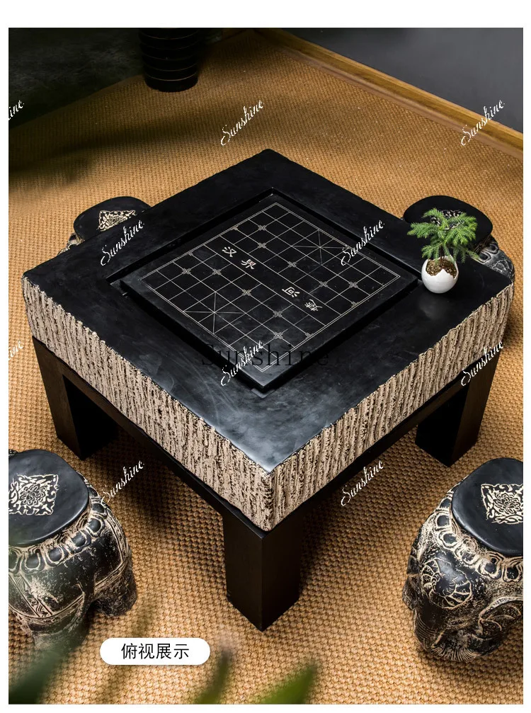Garden Outdoor Antique Chinese Chess Board Table and Chair Stone Stool/Table Go Tea Table FT view 5