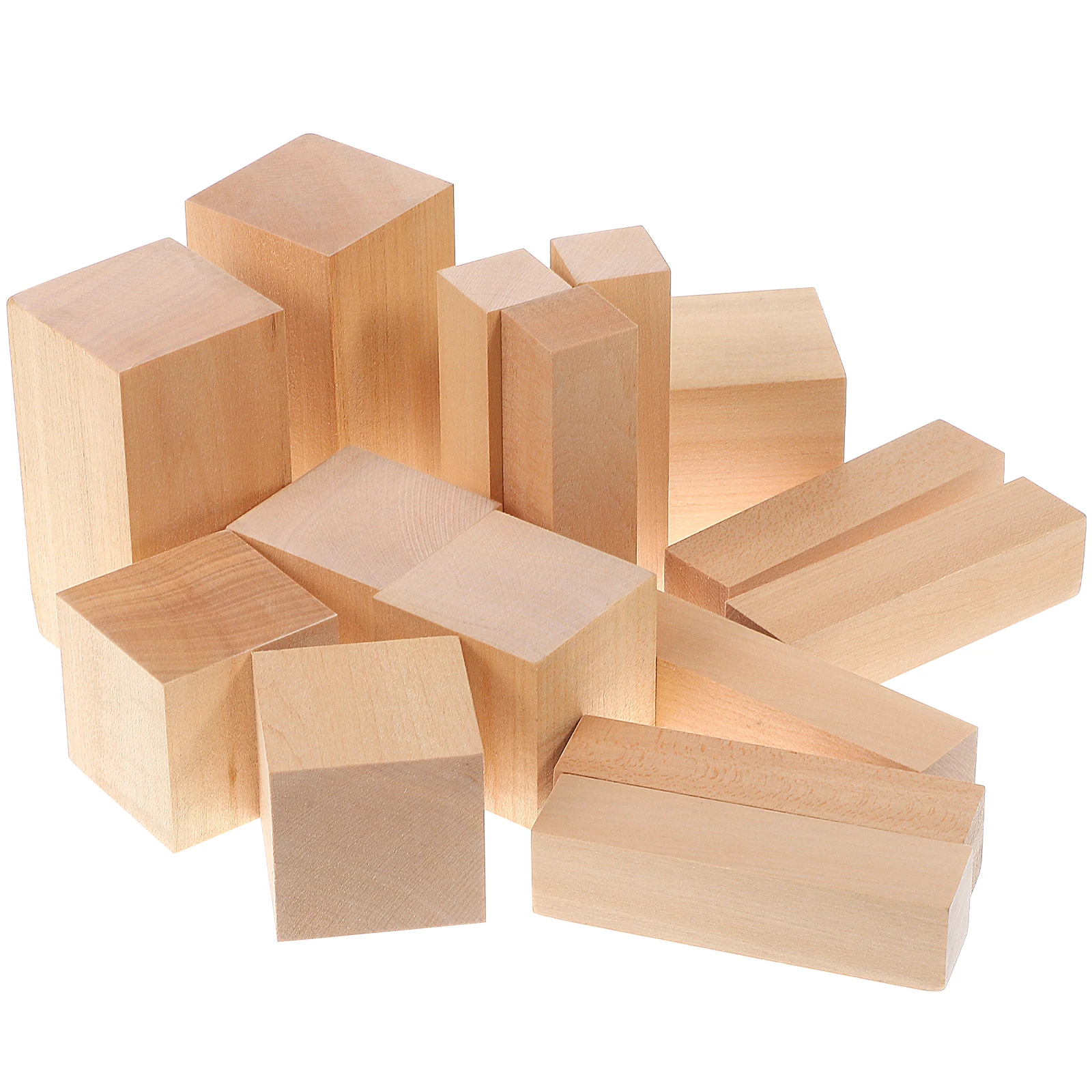 

15 Pcs Wood Block Carving Unfinished Small Craft Blank Wooden Beige Rectangle Pieces for Crafts Durable Smooth Ideal Techniques