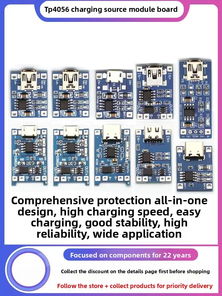 

TP4056. | 18650 Lithium Battery 3.7V 3.6V 4.2V Lithium Battery Charging Board 1A Overcharge Overdischarge Protection